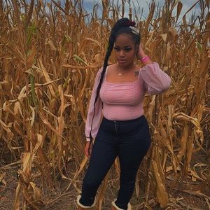 Long sleeve pink glittery bodysuit